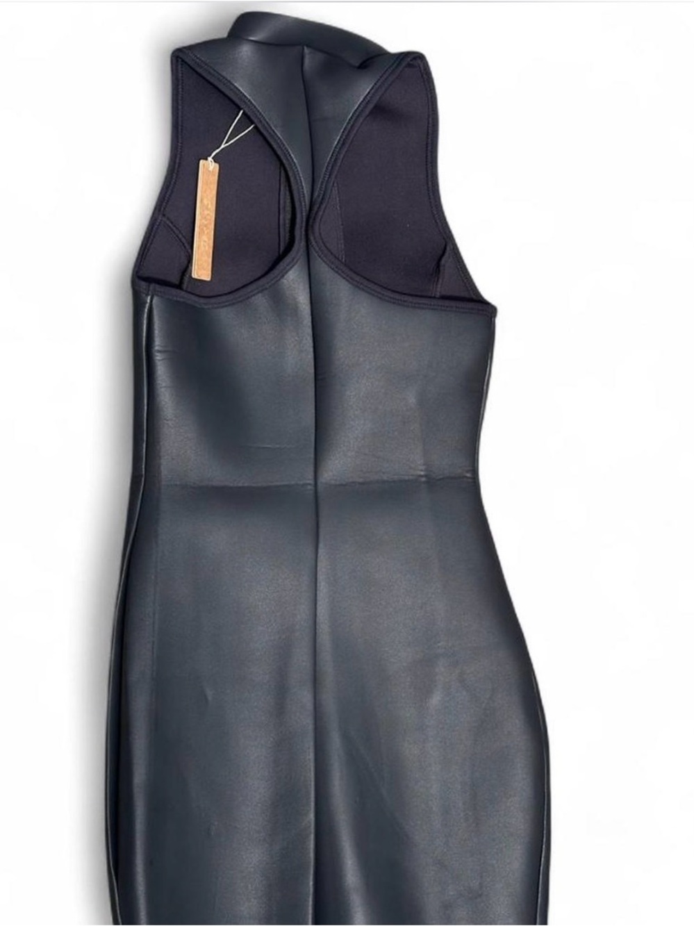 SKIMS *NWT RUBBERIZED SCUBA SWIM MOCK NECK DRESS | COLOR: ONYX | SIZE: XXS - Picture 8 of 10